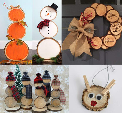 50Pcs Wood Slices for Crafts, 2.4"-2.8" Unfinished Wood Circles for Crafts with Pre-drilled Hole and String, Unfinished Wood Rounds for Home Decor, Painting, Wooden Coasters, DIY, Party Wedding Decor