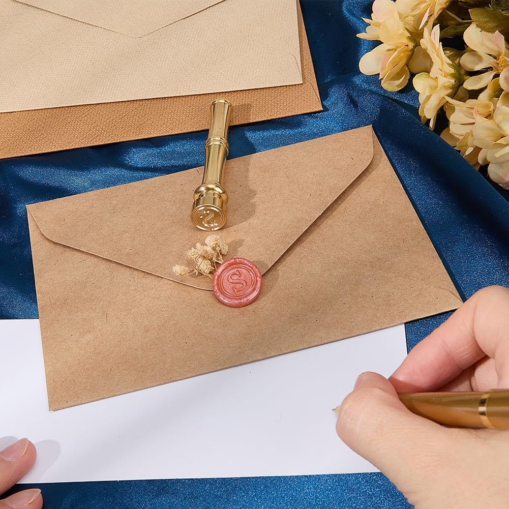 CRASPIRE Alphabet Sealing Wax Stamps Letter S Wax Seal Stamps 15mm Mini Initials Removable Golden Brass Heads Bamboo Metal Handle for Envelope Invitation Wedding Embellishment Gift Packing Card Making