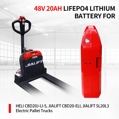 MBOIFEA Electric Pallet Jack Battery, 48V 20Ah Forklift LiFePO4 Lithium Battery for Electric Pallet Truck for Heli CBD20J-LI-S, JIALIFT CBD20-ELI, JIALIFT SL20L3 5000+Cycles, Built-in Smart BMS