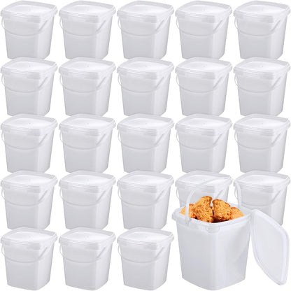 24 Pack 2 Qt/67 Oz Mifoci Plastic Buckets with Lids & Handles, Ice Cream Container, Food Grade, Freezer Safe, Sealable