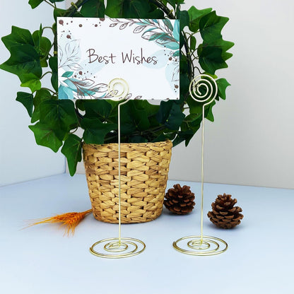 Place Card Holders - 10pcs 8.6" Tall Table Number Holders for Weddings, Parties, Office Desk (Gold)