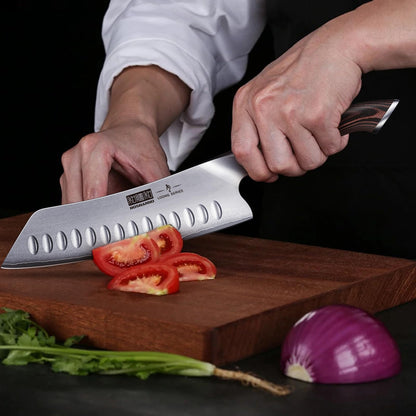 HOSHANHO 7 Inch Japanese Chef Knife, Ultra Sharp High Carbon Stainless Steel Kitchen Knife, Professional Santoku Knives with Ergonomic Pakkawood Handle