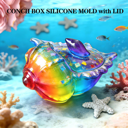 Conch Jar Resin Mold wiht Lid, Jewelry Box Molds, Jar Silicone Mold, Trinket Storage Container Box Mold for Resin Casting Home Decor