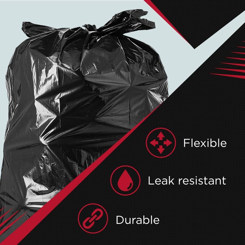 Tasker Contractor Garbage Bags 55 Gallon 3 Mil Heavy Duty (32 Bags w/Ties) 60 Gal Contractor Bags 3 Mil. 55 Gallon Heavy Duty X-Large Black Trash Bags 50 Gal,