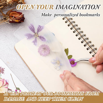 Fuyoooo 176 Pcs Dried Flower Bookmark Making Kit, DIY Bookmark Laminating Pouches with Tassels and Puncher DIY Project Gifts for Women Night Out Craft Book Lovers (Purple,3 Size)