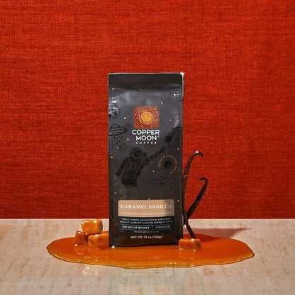Copper Moon Medium Roast Ground Coffee, Caramel Vanilla Blend, 12 Ounce Bag