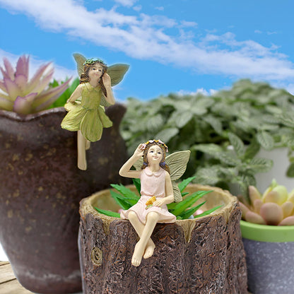 CUIWEI 5 Pcs Mini Garden Figurine Set Miniatures Fairies Statues Without a Stick for Outdoor Lawn Yard Home Decor Lovely Resin Fairy Flower Pot Angel Accessories