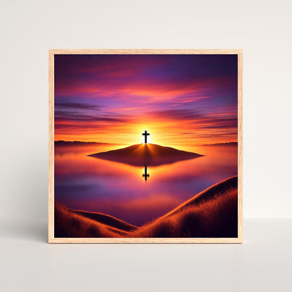 Modern Merch Jesus Diamond Art for Adults Sunset Cross Christian 5D Diamond Painting Kit for Adults Landscape, DIY Jesus Wall Art Cross Stitch Kits Gem Art, Round Drill 12x16 Religious Gifts for Women
