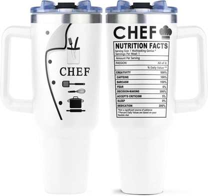 Chef Gifts for Men Women, 40 oz Coffee Tumbler, Culinary Gift Ideas for Chefs and Cooking Lovers