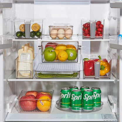 14.8'' 2 Pack vacane Long Breastmilk Storage Container, Clear Narrow Fridge Organizer Refrigerator Bin with Handles