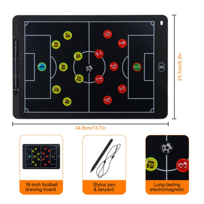 Magnetic Electronic Soccer Coach Board, 15 inch LCD Football Lineup Board Set with Stylus Pen, Dry Erase Markers and Carry Bag, for Soccer Game,Training,Teaching