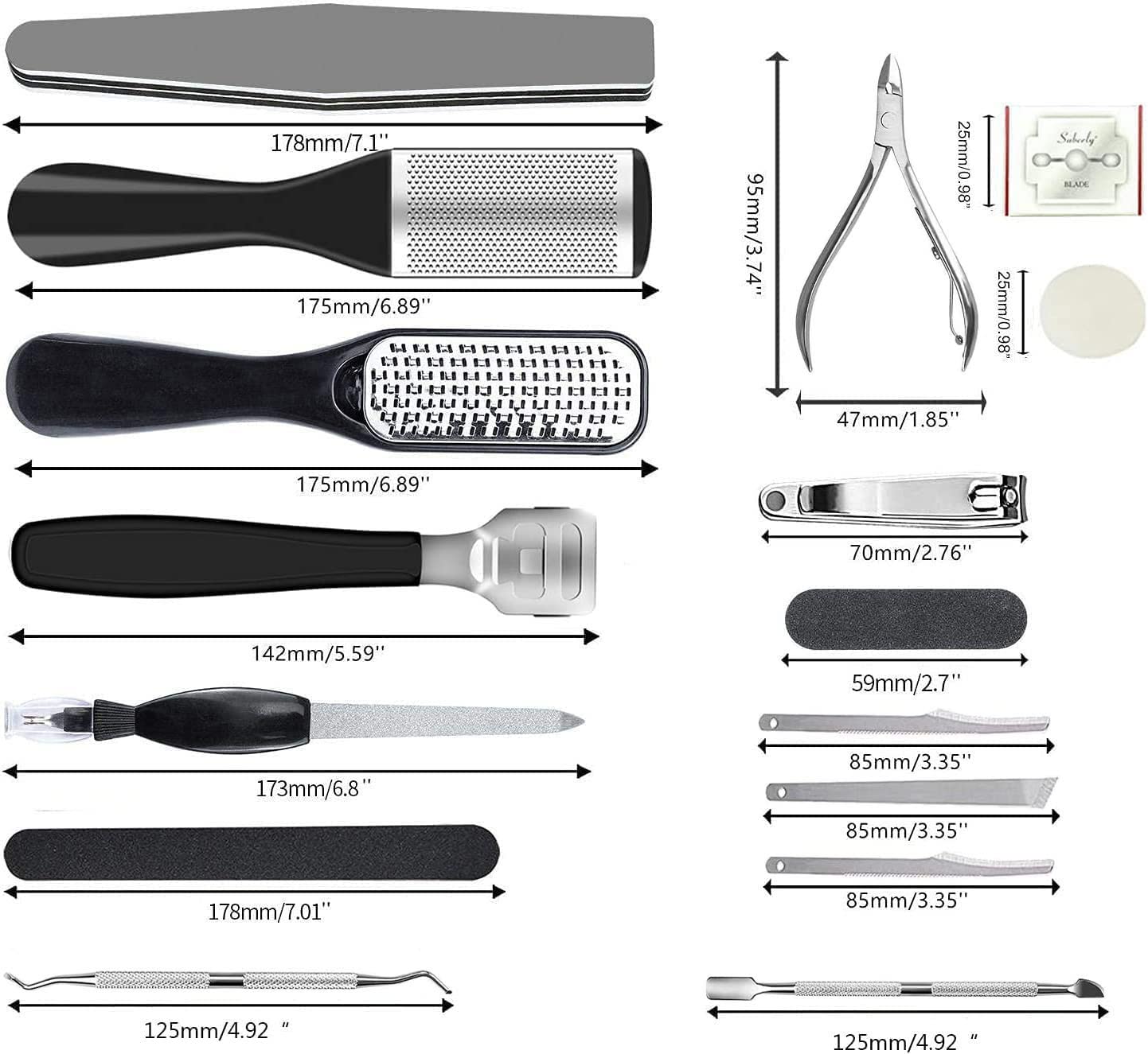 36 in 1 Pedicure Kit, Professional Pedicure Tools Foot Rasp Foot Dead Skin Remover for Home & Salon Care