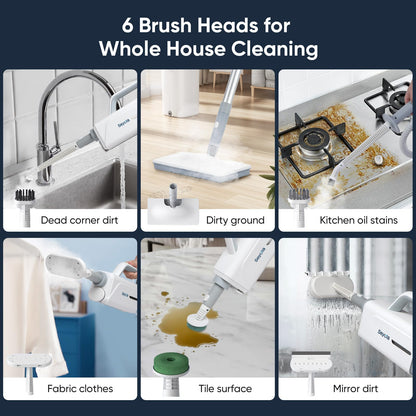 Seyola Steam Mop for Floor Cleaning, Steam Cleaner for Home with Handheld 6-in-1 Multi-function Attachments for Hardwood Floors, Clothes, Windows, Tiles Grout, Furniture Cleaning (off-white)