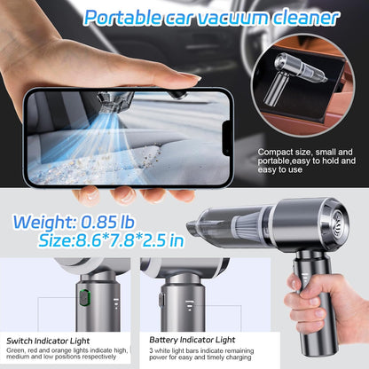 Portable Cordless Handheld Car Vacuum, 15000PA, 3 Speed Adjustable 4 in 1 with Brushless Motor and Multiple Nozzles