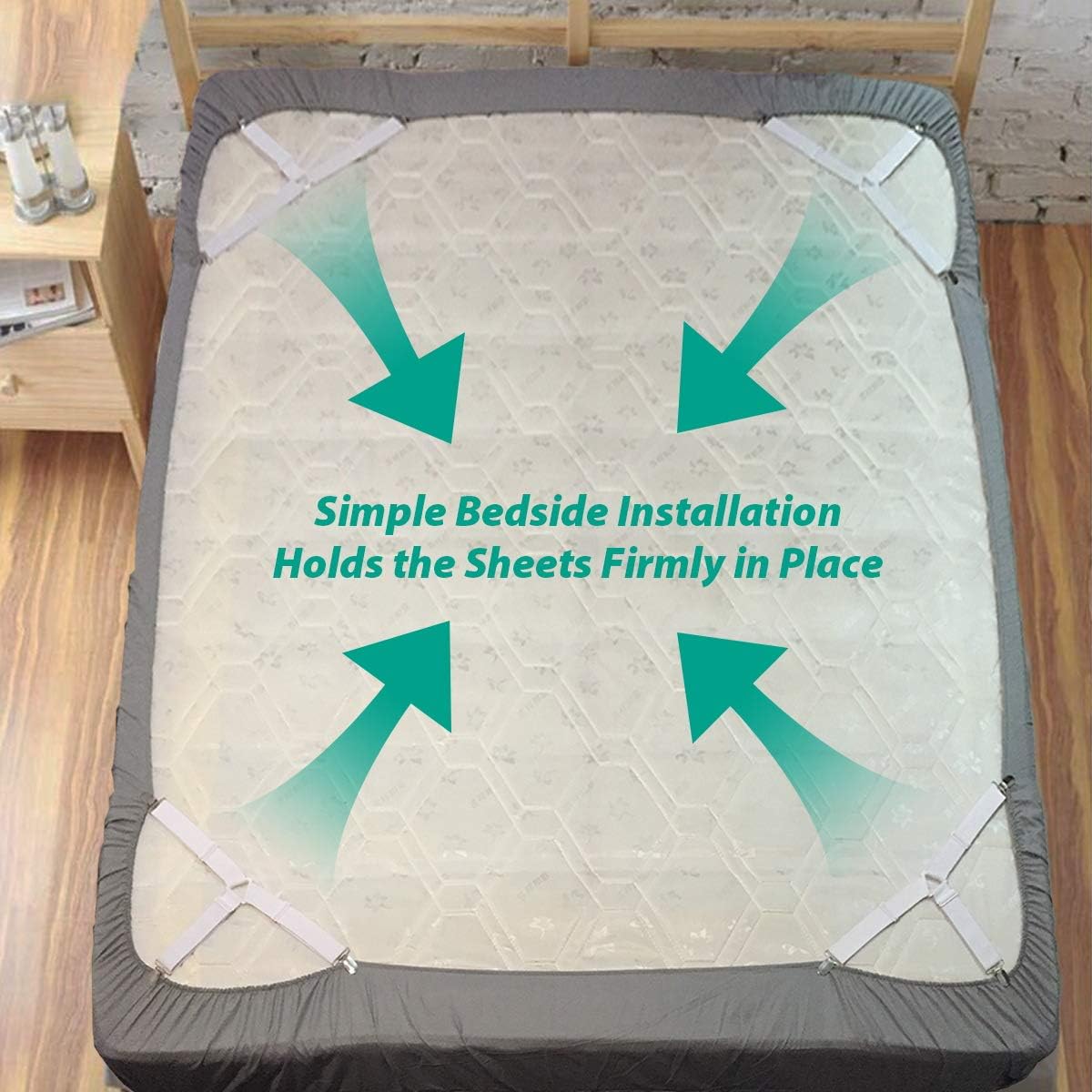 Bed Sheet Holder Straps - Fitted Sheet Keepers Fasteners, Elastic Adjustable Holders for a Wrinkle-Free Bed Sheet