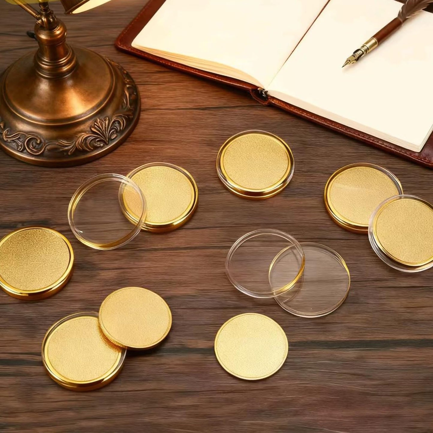 20PCS Brass Coin Blanks 40mm Diameter 2mm Thickness Laser Engravable Coins for DIY Customization Personalized Gifts Challenge Coins Memorial Projects