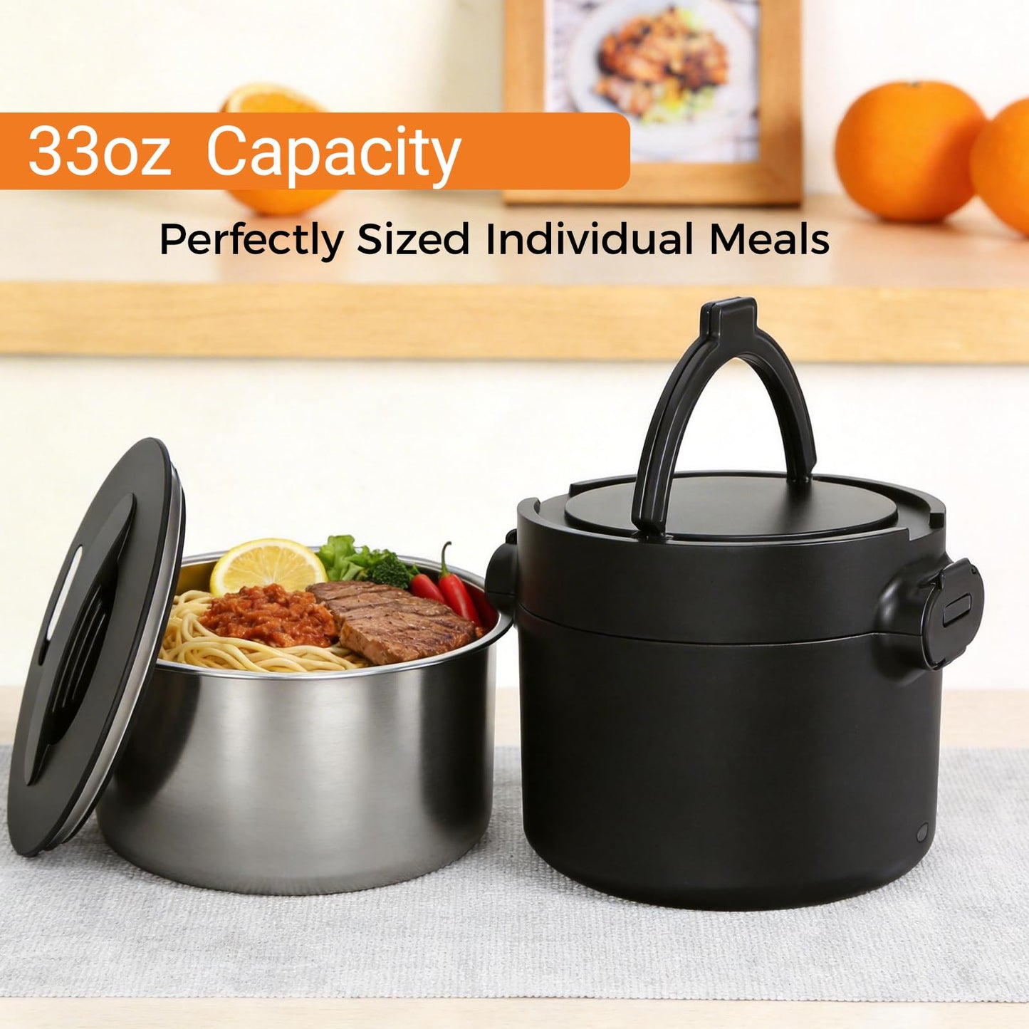 CDBEEE 33oz Electric Lunch Box, 100W Portable Food Warmer Heater, 12V/24V/110V 3-in-1 Lunch Warmer Portable for Work/Office/Car/Travel, Warming Soup & Meal, Spill-Free, Men & Women's Gifts