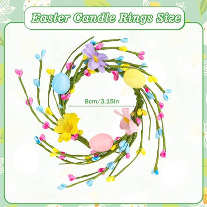 Jansun Easter Candle Rings - 4 Pcs Mini Wreaths with Pink & Blue Eggs | Perfect for Table Centerpieces