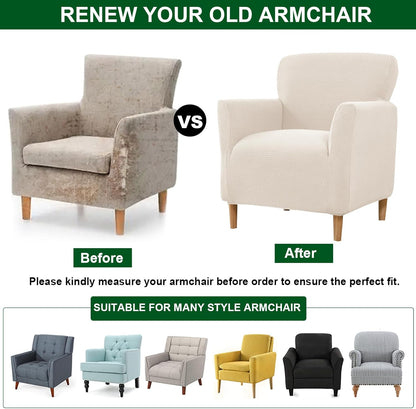 1-Piece CRFATOP Stretch Mid Century Modern Armchair Slipcover Solid Accent Chair Covers with Arms Soft Waterproof Chair