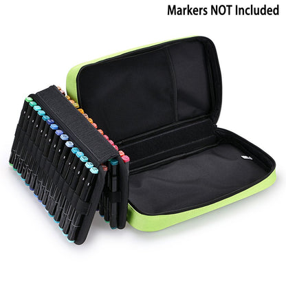 BTSKY Art Marker Carrying Case Lipstick Organizer-60 Slots Canvas Zippered Markers Storage for Touch Spectrum Noir Paint Sharpie Markers, Empty Wallet Only(Green)