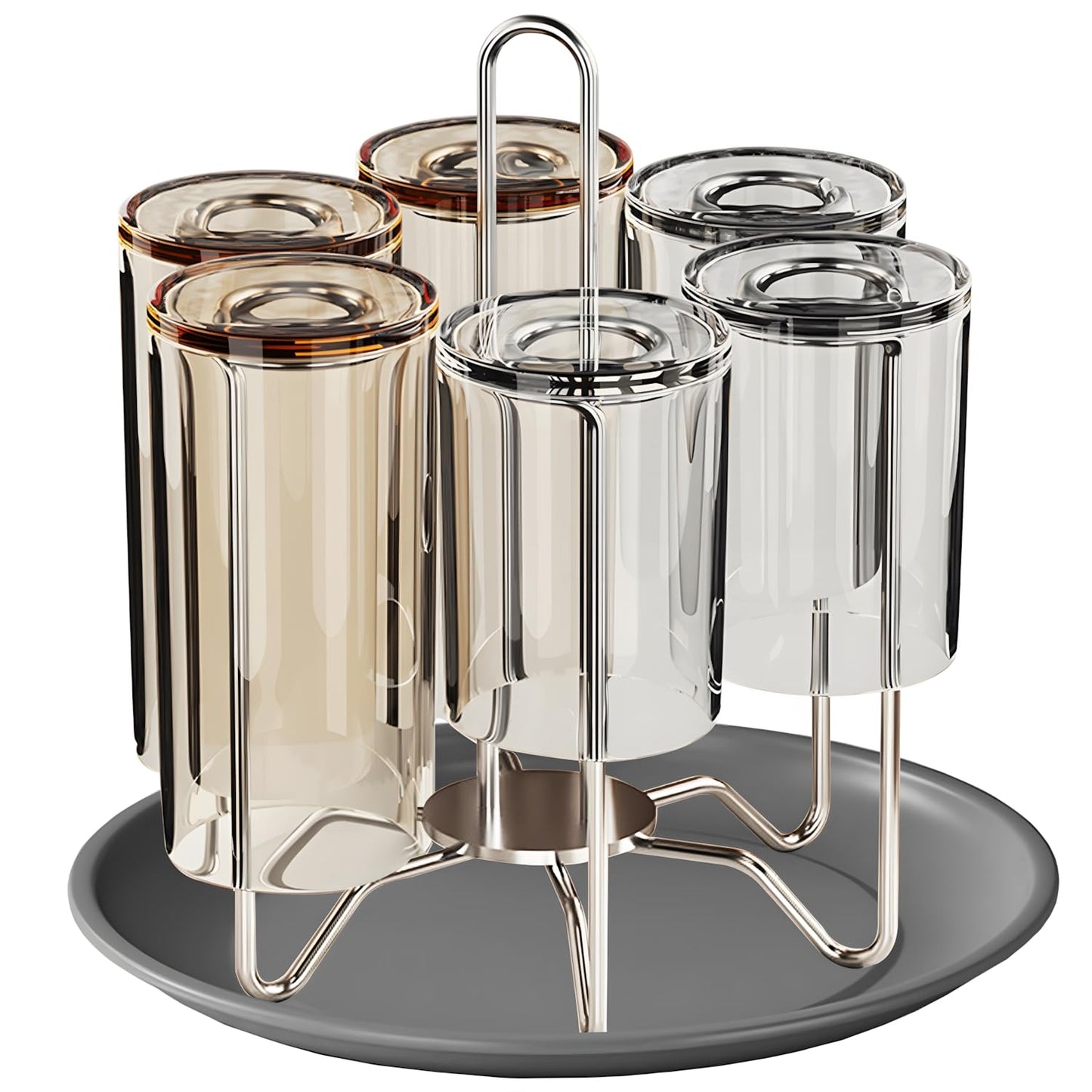 Chemlliy Cup Drying Rack Stand, Stainless Steel 6 Cups Mug Drying Rack Drainer Holder, Countertop Cup Rack Dryer for Glasses, Tumbler, Water Bottle