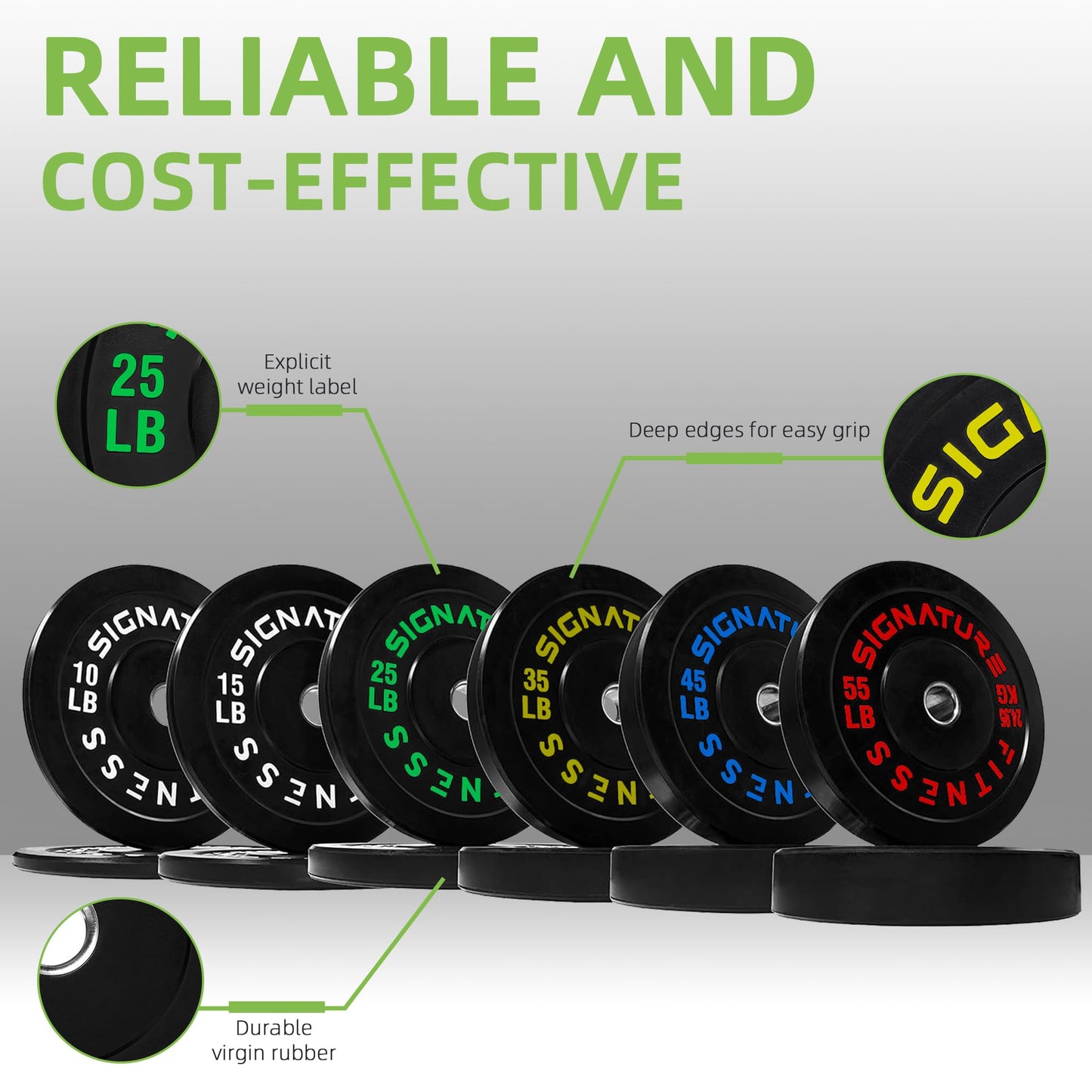 Fitvids 2" Olympic Bumper Weight Plates Set for Barbell – 370LB Set (10/15/25/35/45/55 Pair) – Colored