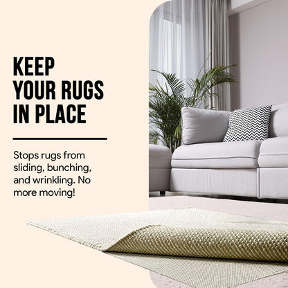 Non Slip Area Rug Gripper 3x5 Feet, Rug Gripper for Hardwood Floors, Laminate, Vinyl, Stone & Tile, Anti Slip Area Rug Pad for Under Rugs