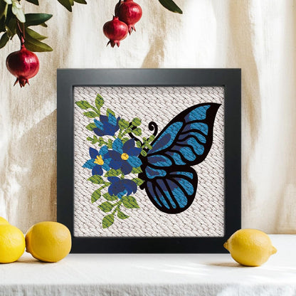 BEUNITONE 2 Sets DIY Punch Needle Kits for Beginners,Butterfly Pre-Printed Pattern,Embroidery Punch Needle Starter Kits for Adults,Includes Pre-Printed Cloth,Yarns,Hoops,Threader and Instructions