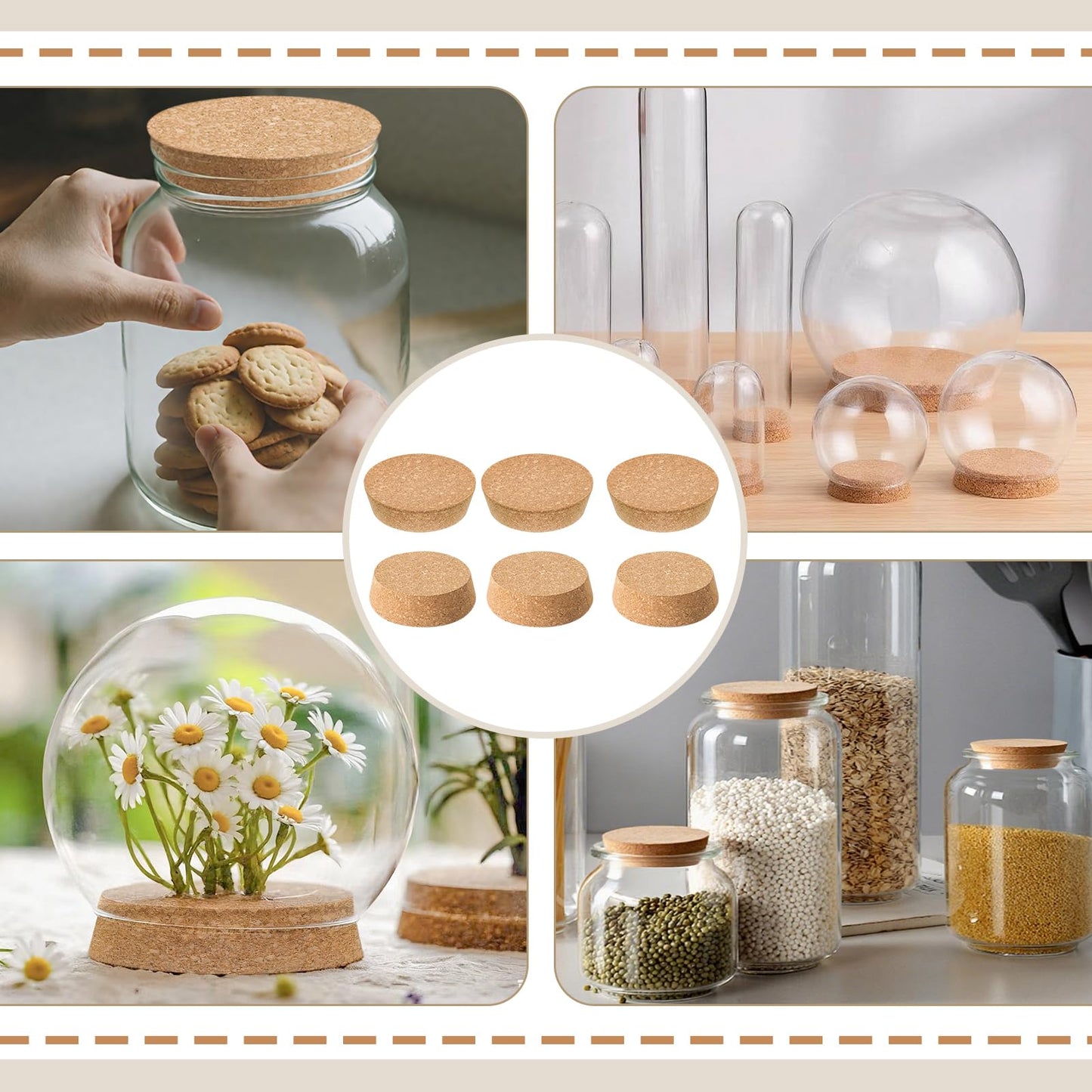 GeryVtee 6 PCS Large Cork Bottle Stoppers 3.93x 3.46x 1.18 Inch Tapered Plugs Cork Canning Jar Lids Replacement Corks for Wines, Decorative Bottles, Jars, Arts, DIY Crafts