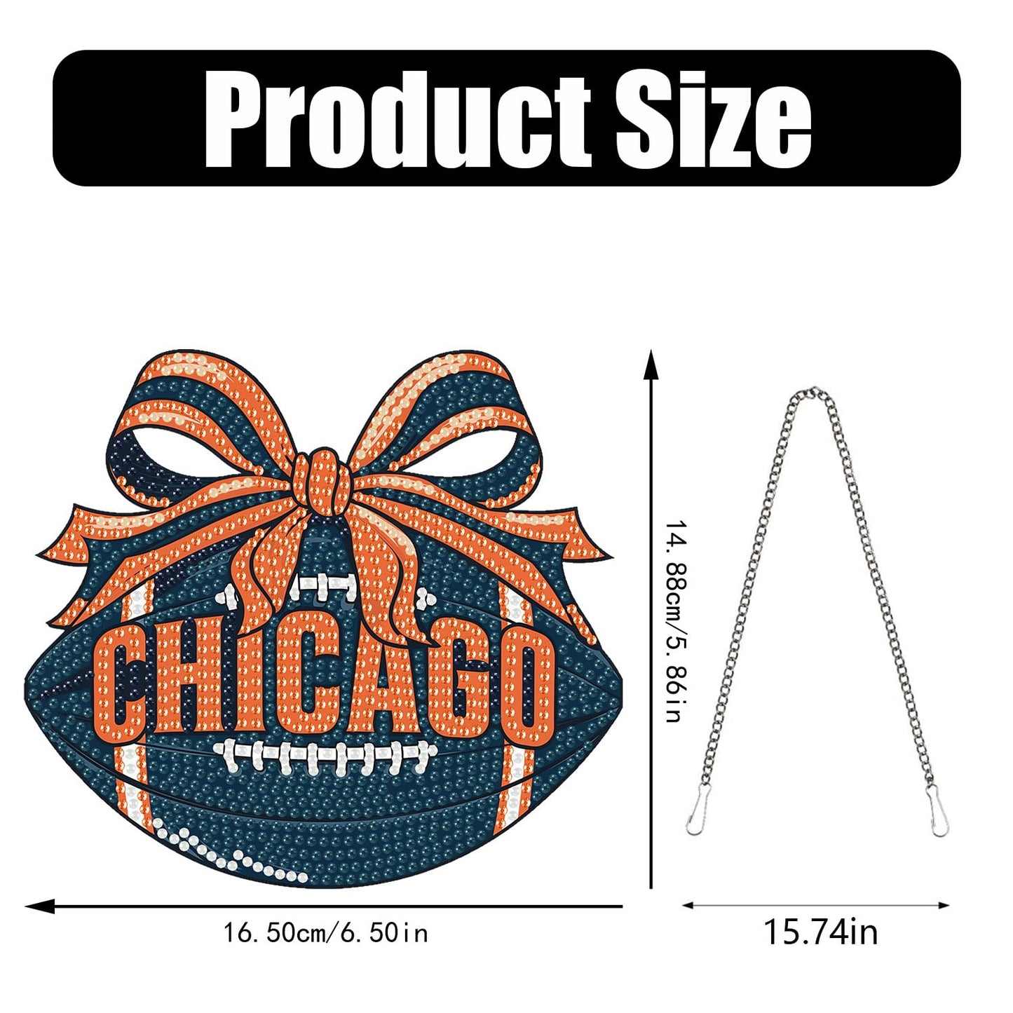 Rertcioph Football Diamond Art Hanging Kit for Adults, DIY Acrylic 5D Diamond Painting Hanging Ornament for Chicago Home Wall Decor and Gift