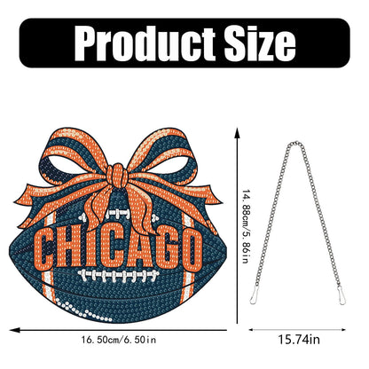 Rertcioph Football Diamond Art Hanging Kit for Adults, DIY Acrylic 5D Diamond Painting Hanging Ornament for Chicago Home Wall Decor and Gift