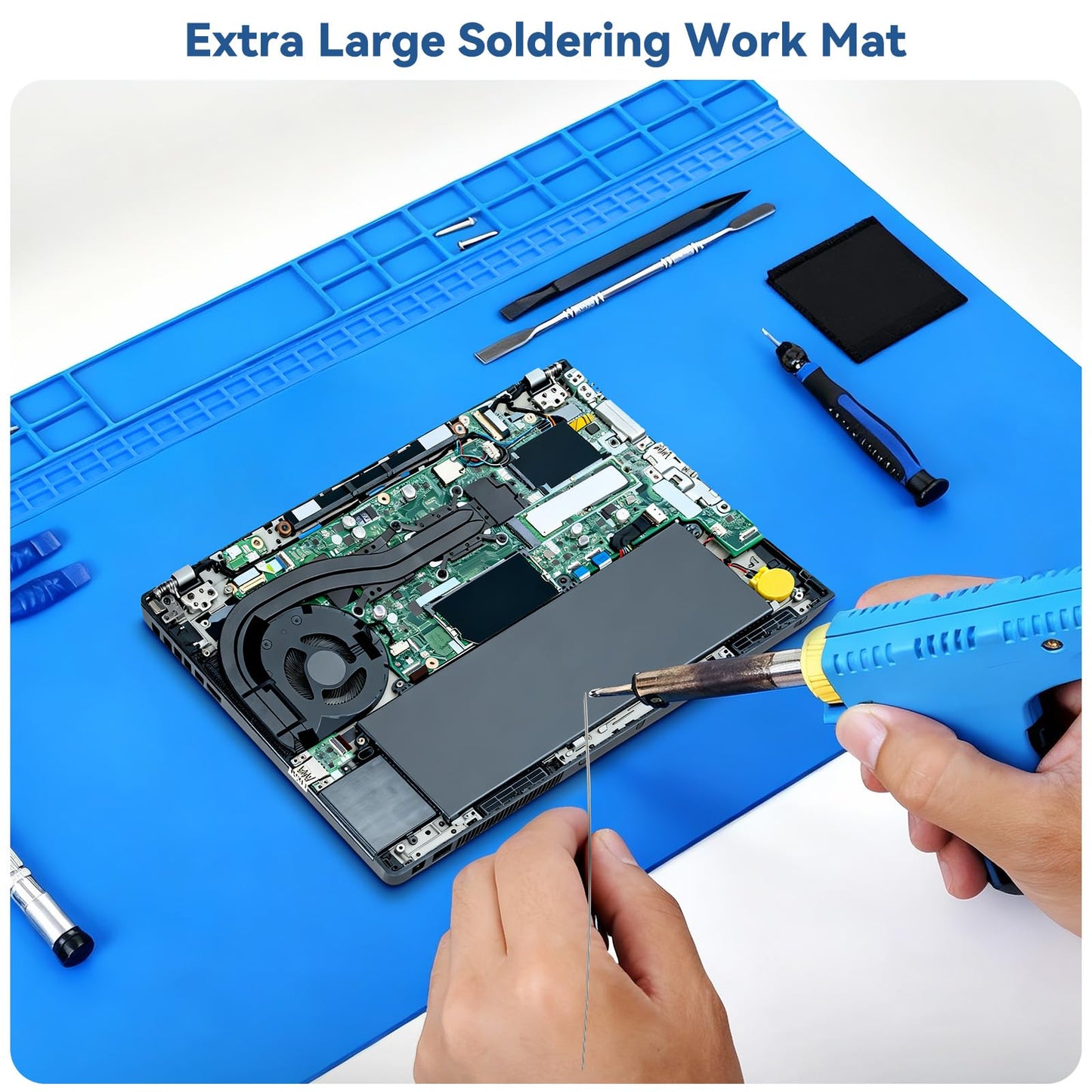 Extra Large Soldering Mat, 932°F Heat Resistant Silicone Solder Mat, Large Repair Workbench Pad for Electronics Phone Watch Laptop Repair, BGA Soldering Iron, 27.6''x15.7''