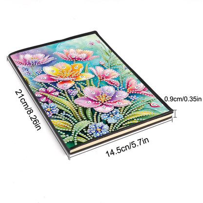 JISHSHAY Diamond Painting Notebook Journal Diamond Art Note Book Gem Art Sketch Book Gem Painting Diary Mosaic Kits for Adults Blank Notebook with Special Drills 14.5×21cm/5.7×8.26in Flower