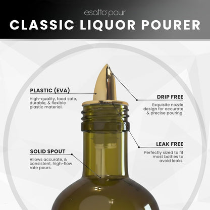 12 Pack 4 ESATTO Classic Bottle Pourers, Liquor Pourers for Alcohol, Olive Oil, Bartender Accessories Includes Liquor