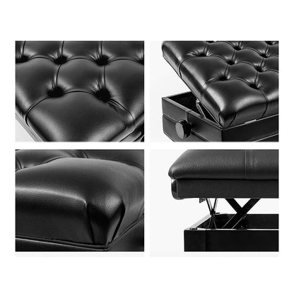 Leather Piano Bench Adjustable Height Deluxe Piano Stool Piano Bench with Thick Cushion Leather Padded for Home & Professional Use/Brown(Teakwood Brown)