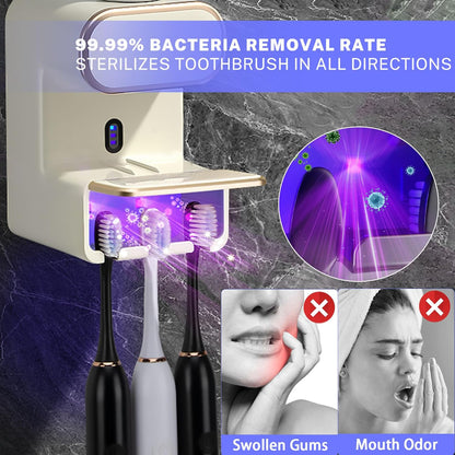 3 Automatic Toothpaste Dispenser,Smart Toothpaste Dispenser Wall Mounted with Toothpaste Slots,Electric Toothbrush