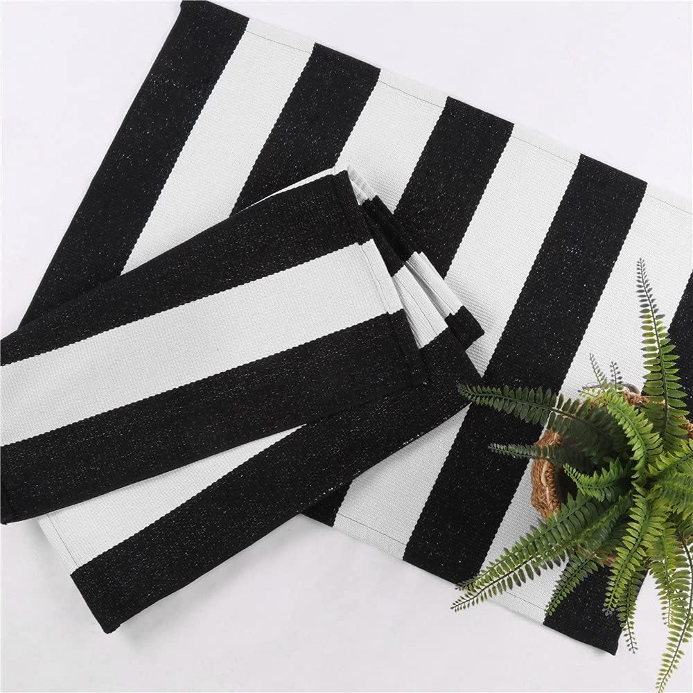 Seavish Black and White Striped Rug, 23.6" x 35.4" Christmas Welcome Mat for Front Door Porch