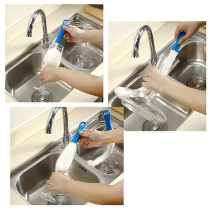 Boao 3 Pcs Decanter Cleaning Brush Wine Glass Decanter Flexible Bottle Brush Set with Cleaning Beads Household Tools for Bottle Goblets Glasses Cups (Blue)