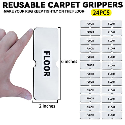Rug Carpet Non Slip Grippers, Reusable Carpet Tape, No Damaging for Hardwood Floors, Strong Hold Rug Stickers for Area Rugs, Keep Corners Flat, Removable,16Pcs