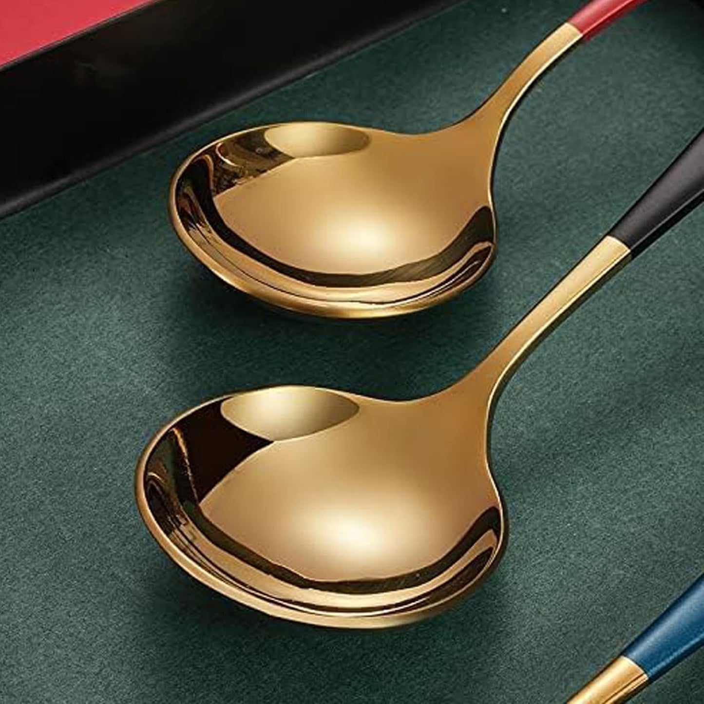 Stainless Steel Soup Spoons Set of 6 - Modern Round Head Spoons for Soup, Grain, Dessert, Milk Tea
