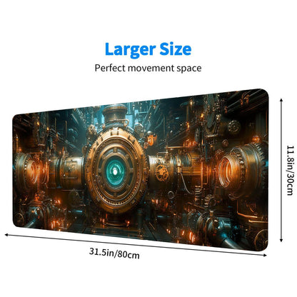 Steampunk Large Mouse Pad Industry Gear Precision Mousepad XL Large Gaming Mouse Pad Laptop Keyboard Mat Desk Pad Ideal for Office, Home, or Remote Work 31.5x11.8 Inch