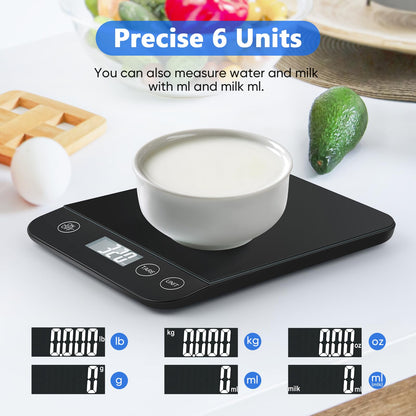 Digital Kitchen Scale, 22lb Capacity, Tempered Glass, Easy Tare Function, Large LCD Display, Perfect for Cooking, Baking and Meal Prep