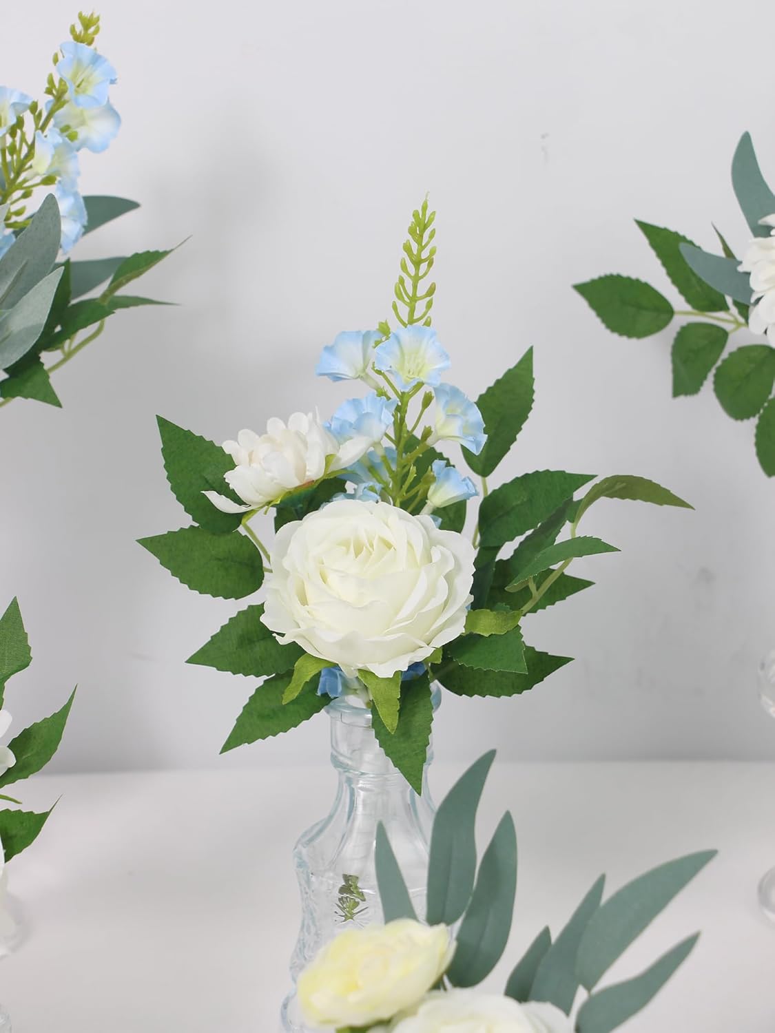 6Pcs Rinlong Assorted Flower Centerpieces for Wedding Tables Centerpiece Bridesmaid Bouquets Baby Nursery Shelf Mantel