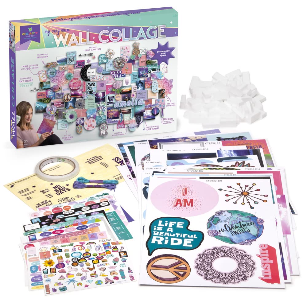 Craft-tastic DIY Wall Collage – Craft Kit – Personalize Your Space with Inspiring Quotes, Pre-cut Designs & Pictures