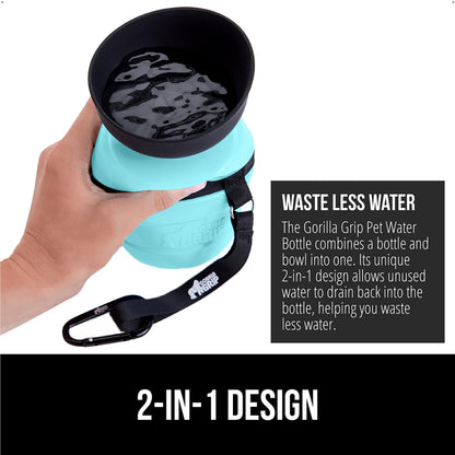 GORILLA GRIP Dog Water Bottle, Portable Water Bowl Dispenser for Dogs, 20 oz Leak Proof Pet Travel Squeeze Bottles, Food Grade Silicone, to Go Puppy Essentials, Hiking Camping Trip Accessories, Black