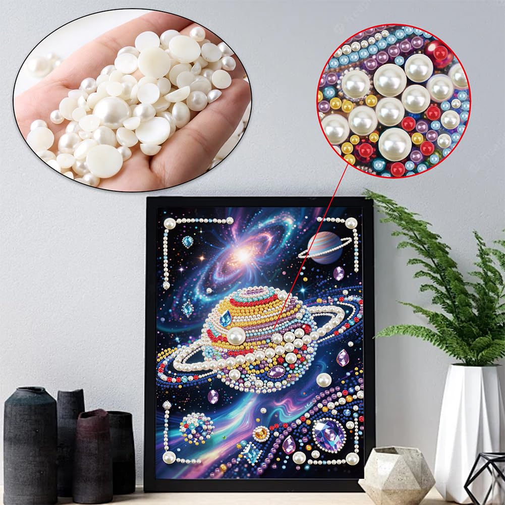 Kulvci Cosmic Plant DIY 5D Pearl Painting Kit, Scenery Painting Kit for Adults Beginner, Bead Art Kits All-Pearl Dot Painting for Wall Decor, Creative Stress Relief Gift Home Decor,12 × 16 inch