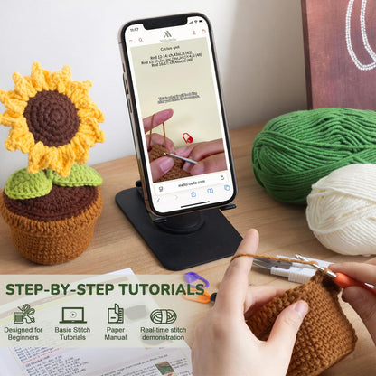 Crochet Kits for Adults - Beginner Crochet Kit for Adults with Video Tutorials - Crochet Plant Kit Flower Succulent Cactus - Easy to Learn Starter Amigurumi Knitting Crafts Hobbies Gifts for Women