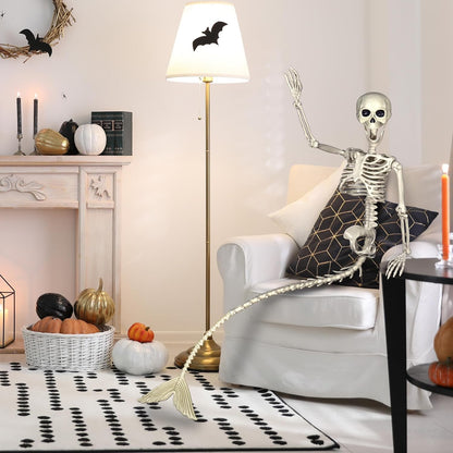BEABOO 1 Pack 52 Inches Mermaid Halloween Skeleton Pose-N-Stay Posable Movable Joints Hanging for Halloween Decoration Decor Spooky Scene Party Favors