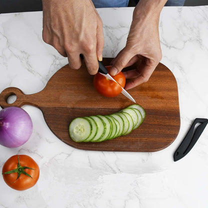 Paring Knife with Large Handle, Super Sharp 4 Inch Ceramic Blade, Rust Proof Stain Resistant, ABS Handle, Black