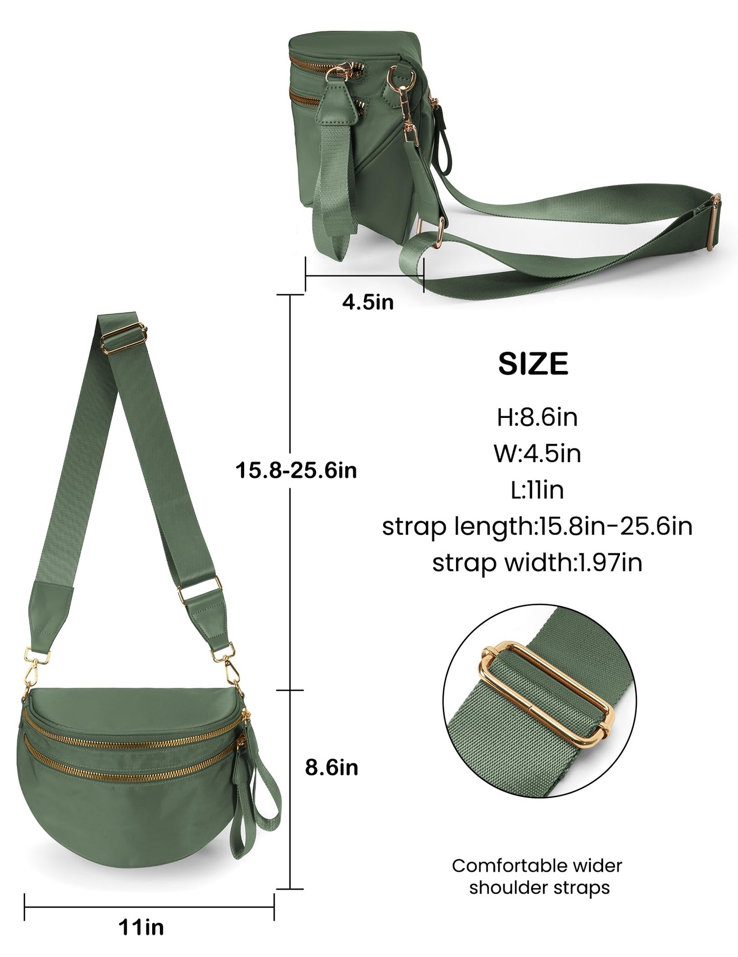 Spacious Nylon Crossbody Bag Bum Bag Handbags Wallets Purses Trendy Shoulder Bag for Women